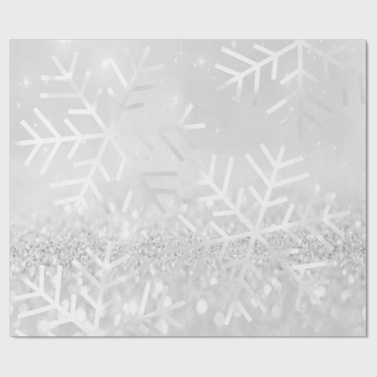 Snowflakes kerstfeestdag grijze zilver glitter cadeaupapier (Vlak)