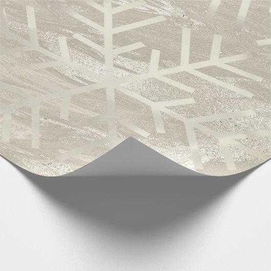 Snowflakes kerstfeestdag ivory Marble Creamy Cadeaupapier (Hoek)