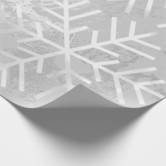Snowflakes kerstfeestdag Marble Gray Silver Cadeaupapier (Hoek)