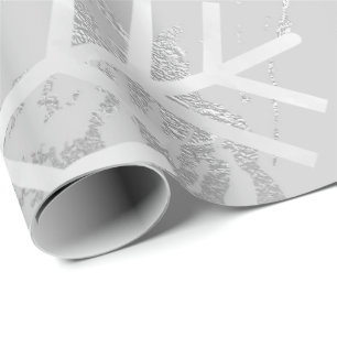 Snowflakes kerstfeestdag Marble Gray Silver Cadeaupapier