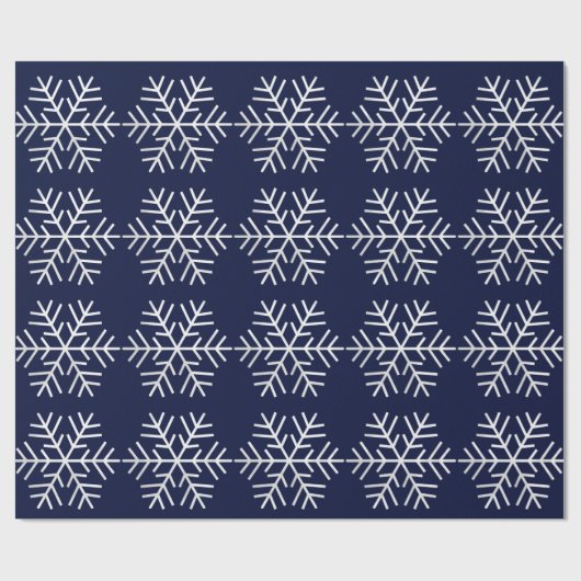 Snowflakes kerstfeestdag marine witte grijze grot cadeaupapier (Vlak)