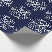 Snowflakes kerstfeestdag marine witte grijze grot cadeaupapier (Hoek)