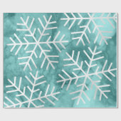 Snowflakes kerstfeestdag marmer Blauwgroen Aqua Cadeaupapier (Vlak)