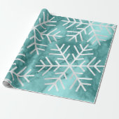 Snowflakes kerstfeestdag marmer Blauwgroen Aqua Cadeaupapier (Uitgerold)