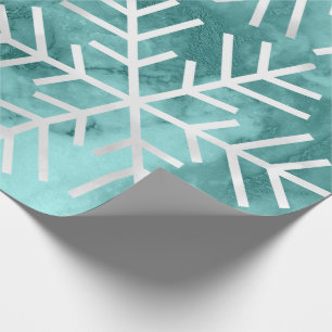Snowflakes kerstfeestdag marmer Blauwgroen Aqua Cadeaupapier