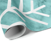 Snowflakes kerstfeestdag marmer Blauwgroen Aqua Cadeaupapier (Rol Hoek)