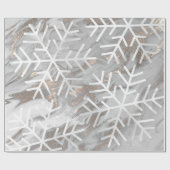 Snowflakes kerstfeestdag marmer Grey Ivory Cadeaupapier (Vlak)