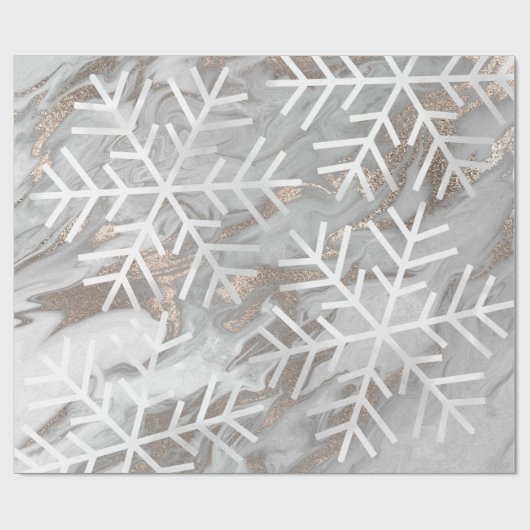 Snowflakes kerstfeestdag marmer Grey Ivory Cadeaupapier (Vlak)