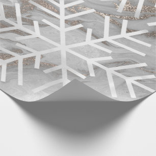 Snowflakes kerstfeestdag marmer Grey Ivory Cadeaupapier