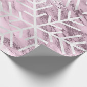 Snowflakes kerstfeestdag marmer Mauve Puple Cadeaupapier (Hoek)