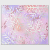 Snowflakes kerstfeestdag marmer roze blauwe piek cadeaupapier (Vlak)