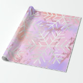Snowflakes kerstfeestdag marmer roze blauwe piek cadeaupapier (Uitgerold)