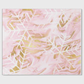 Snowflakes kerstfeestdag marmer roze goud cadeaupapier (Vlak)