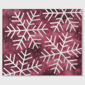 Snowflakes kerstfeestdag Merry Burgund Glitter Cadeaupapier (Vlak)