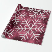 Snowflakes kerstfeestdag Merry Burgund Glitter Cadeaupapier (Uitgerold)