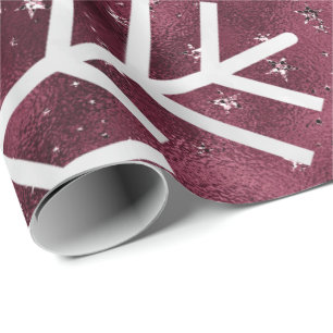 Snowflakes kerstfeestdag Merry Burgund Glitter Cadeaupapier