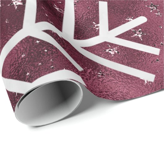 Snowflakes kerstfeestdag Merry Burgund Glitter Cadeaupapier (Rol Hoek)