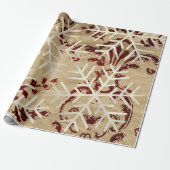 Snowflakes kerstfeestdag Merry Red Kraft Cadeaupapier (Uitgerold)