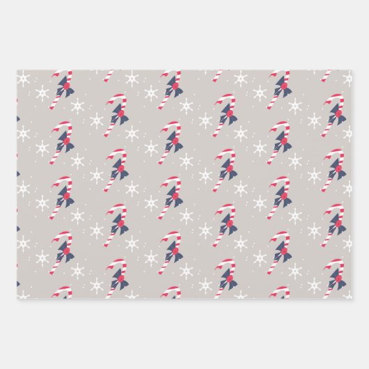 Snowflakes-kerstfeestdag met snoepriet inpakpapier vel (Voorkant)