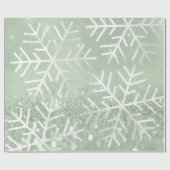 Snowflakes kerstfeestdag Mint Green Glitter Cadeaupapier (Vlak)