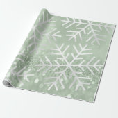 Snowflakes kerstfeestdag Mint Green Glitter Cadeaupapier (Uitgerold)