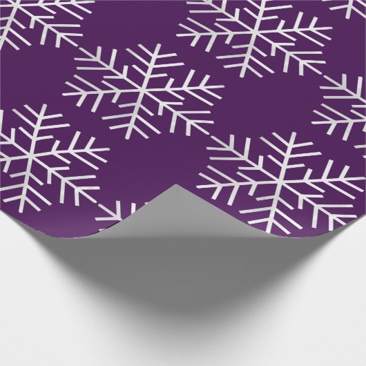 Snowflakes kerstfeestdag Paarse grijze grot Cadeaupapier (Hoek)