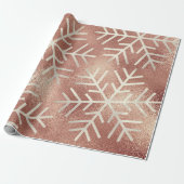 Snowflakes kerstfeestdag Roos Gold Glitter Cadeaupapier (Uitgerold)
