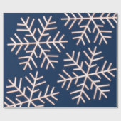 Snowflakes kerstfeestdag roze blauwe marine cadeaupapier (Vlak)
