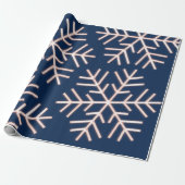 Snowflakes kerstfeestdag roze blauwe marine cadeaupapier (Uitgerold)