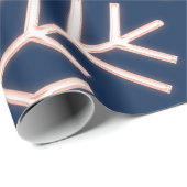 Snowflakes kerstfeestdag roze blauwe marine cadeaupapier (Rol Hoek)