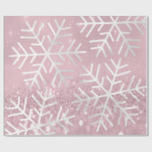 Snowflakes kerstfeestdag roze move glitter cadeaupapier (Vlak)