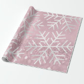 Snowflakes kerstfeestdag roze move glitter cadeaupapier (Uitgerold)
