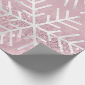Snowflakes kerstfeestdag roze move glitter cadeaupapier (Hoek)