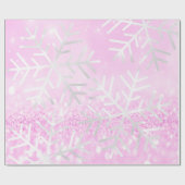 Snowflakes kerstfeestdag roze orchidee Glitter Cadeaupapier (Vlak)