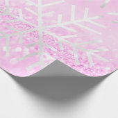 Snowflakes kerstfeestdag roze orchidee Glitter Cadeaupapier (Hoek)