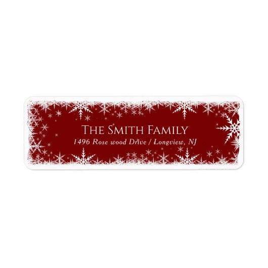 Snowflakes kerstfeestdag terugkeer etiket (Voorkant)