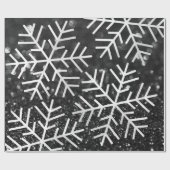 Snowflakes kerstfeestdag zwart-witte glitter cadeaupapier (Vlak)