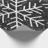 Snowflakes kerstfeestdag zwart-witte glitter cadeaupapier (Hoek)