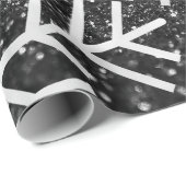 Snowflakes kerstfeestdag zwart-witte glitter cadeaupapier (Rol Hoek)
