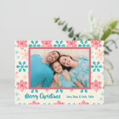 Snowflakes kerstfoto feestdagenkaart (Staand voorkant)