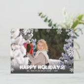 Snowflakes kerstfoto feestdagenkaart (Staand voorkant)