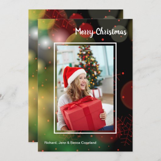 Snowflakes kerstfoto feestdagenkaart (Voorkant / Achterkant)