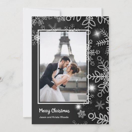 Snowflakes kerstfoto feestdagenkaart (Voorkant)