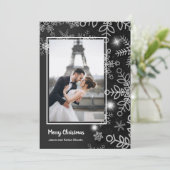 Snowflakes kerstfoto feestdagenkaart (Staand voorkant)