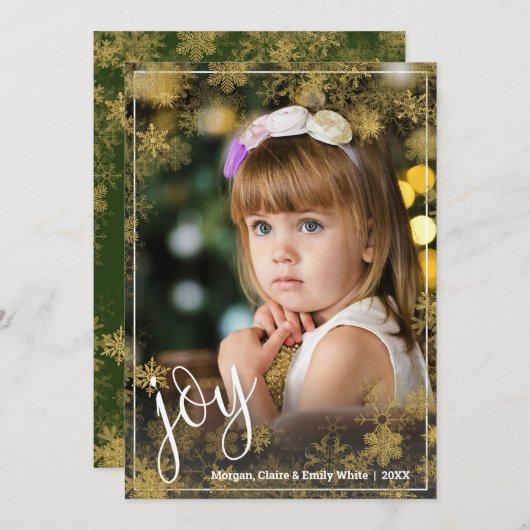 Snowflakes kerstfoto feestdagenkaart (Voorkant / Achterkant)