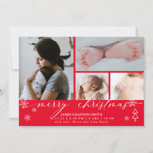 Snowflakes kerstfoto's Baby kondiging rood Kaart