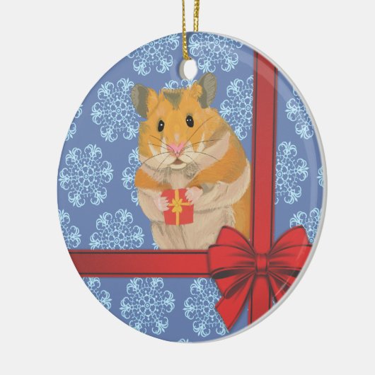 Snowflakes kersthamster keramisch ornament (Links)