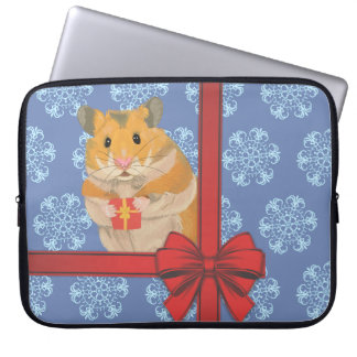 Snowflakes kersthamster laptop sleeve
