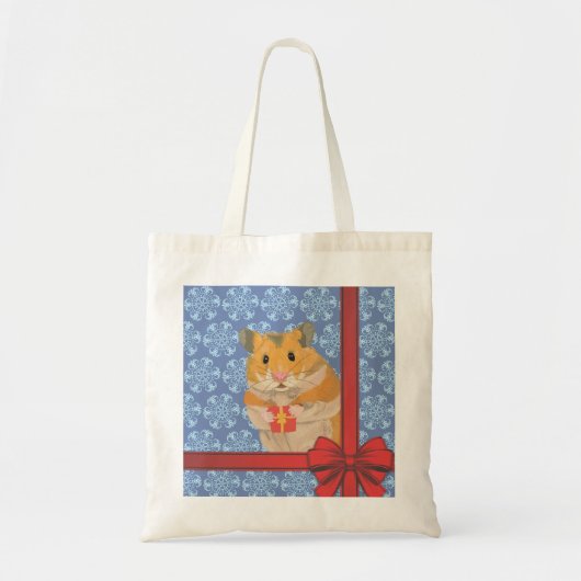 Snowflakes kersthamster tote bag (Voorkant)