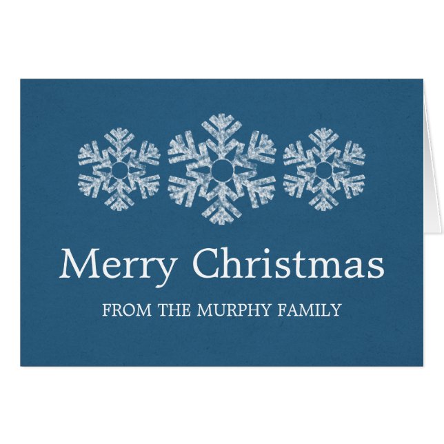 Snowflakes kerstKaart, blauw (Voorkant Horizontaal)
